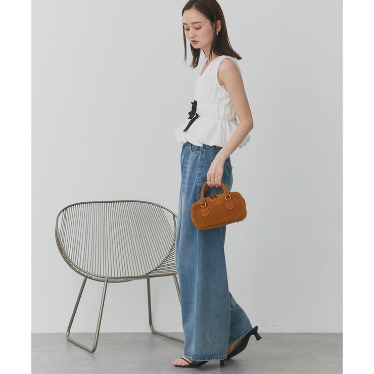 リボンデザインノースリーブペプラムブラウス | ad thie | 詳細画像3 