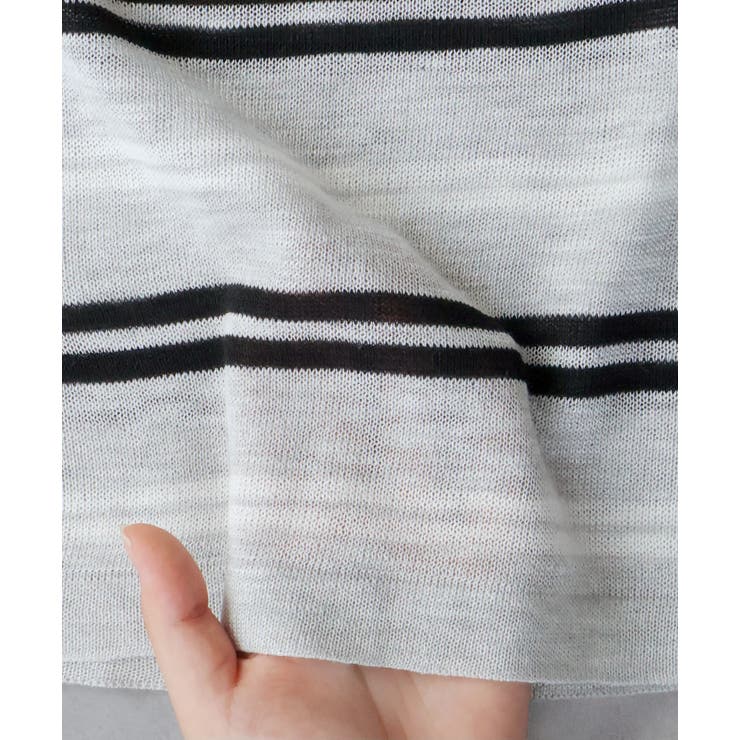 シアーフレンチスリーブボーダーポロトップス | ad thie | 詳細画像41 