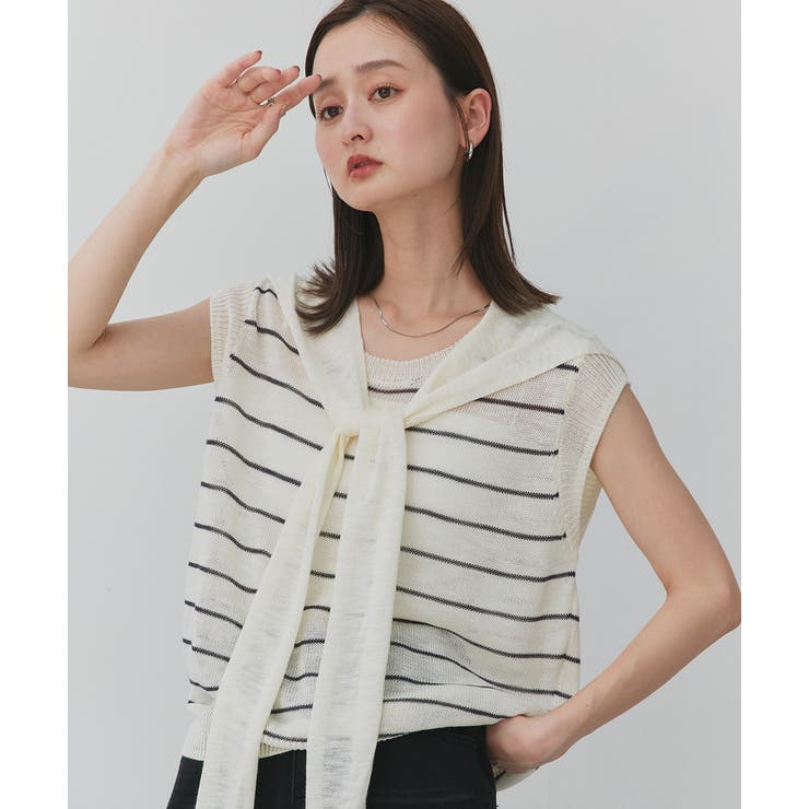 フェイクカーディガン付き ノースリーブニット | ad thie | 詳細画像10 