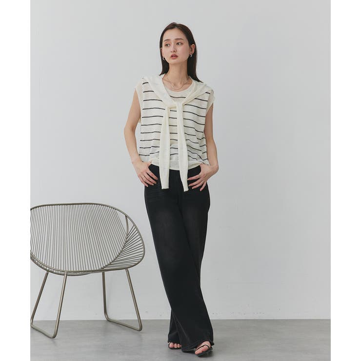 フェイクカーディガン付き ノースリーブニット | ad thie | 詳細画像2 