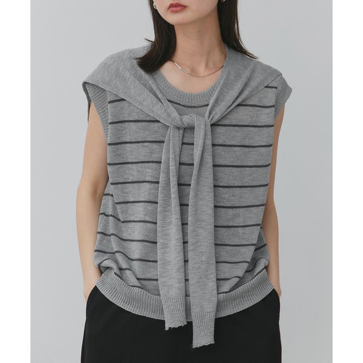 フェイクカーディガン付き ノースリーブニット | ad thie | 詳細画像20 