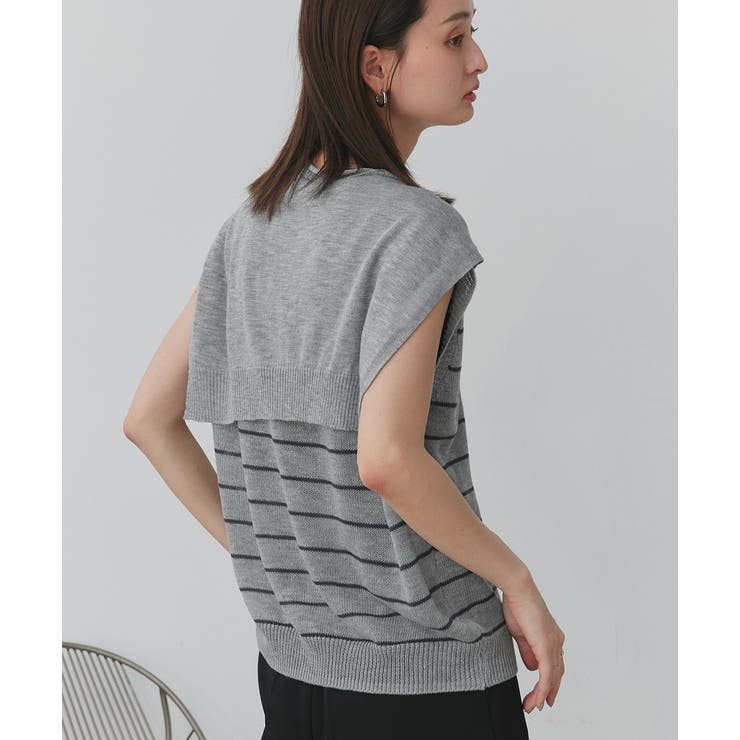 フェイクカーディガン付き ノースリーブニット | ad thie | 詳細画像21 