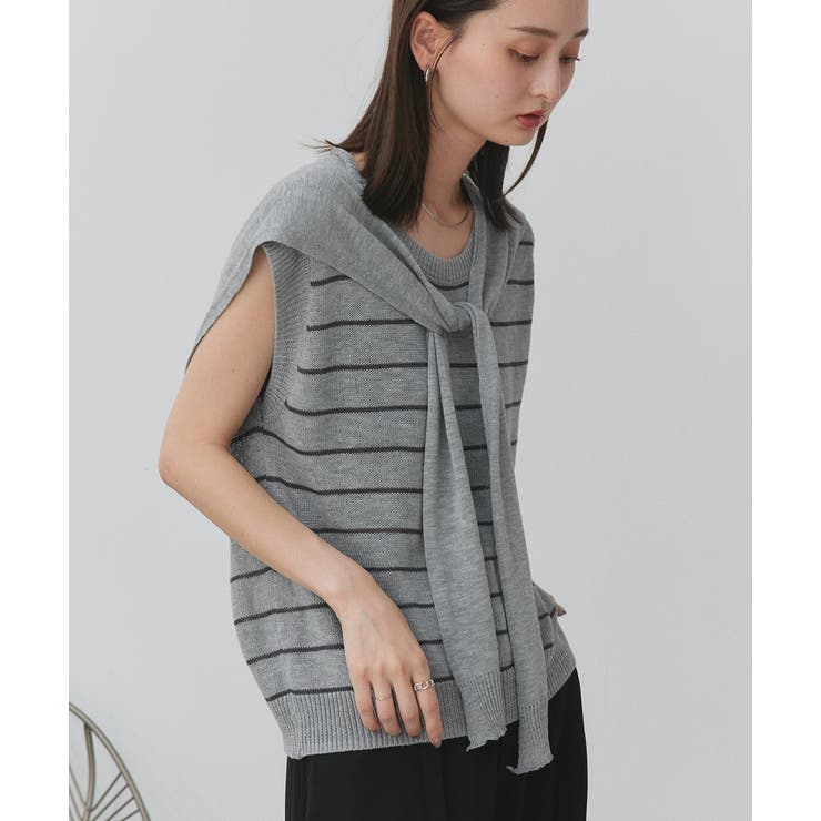 フェイクカーディガン付き ノースリーブニット | ad thie | 詳細画像22 