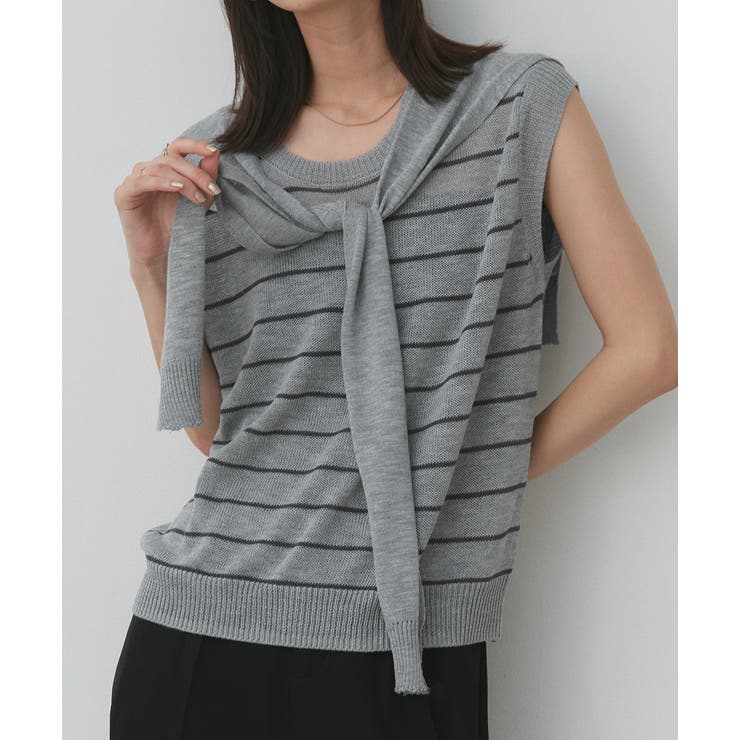 フェイクカーディガン付き ノースリーブニット | ad thie | 詳細画像23 