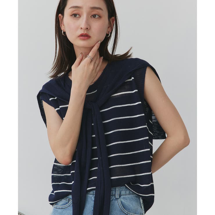 フェイクカーディガン付き ノースリーブニット | ad thie | 詳細画像33 