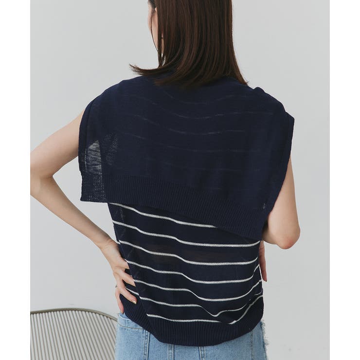 フェイクカーディガン付き ノースリーブニット | ad thie | 詳細画像35 