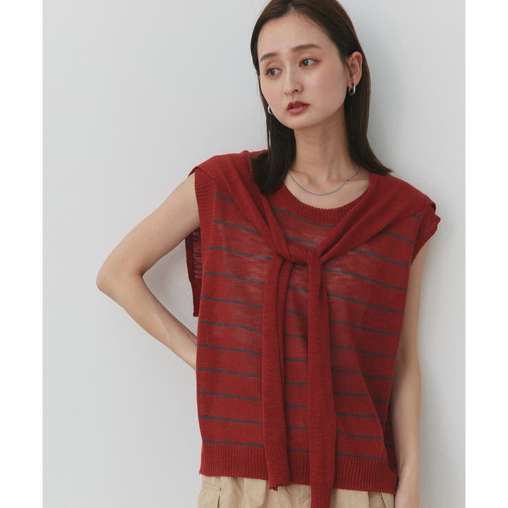 フェイクカーディガン付き ノースリーブニット | ad thie | 詳細画像40 