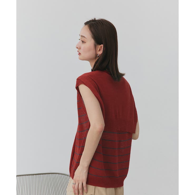 フェイクカーディガン付き ノースリーブニット | ad thie | 詳細画像41 