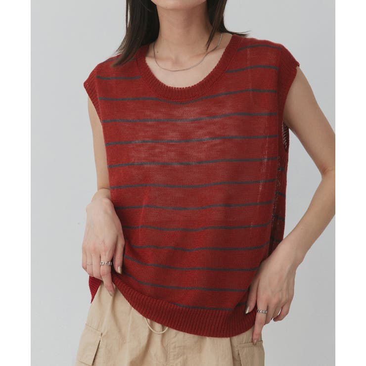 フェイクカーディガン付き ノースリーブニット | ad thie | 詳細画像45 