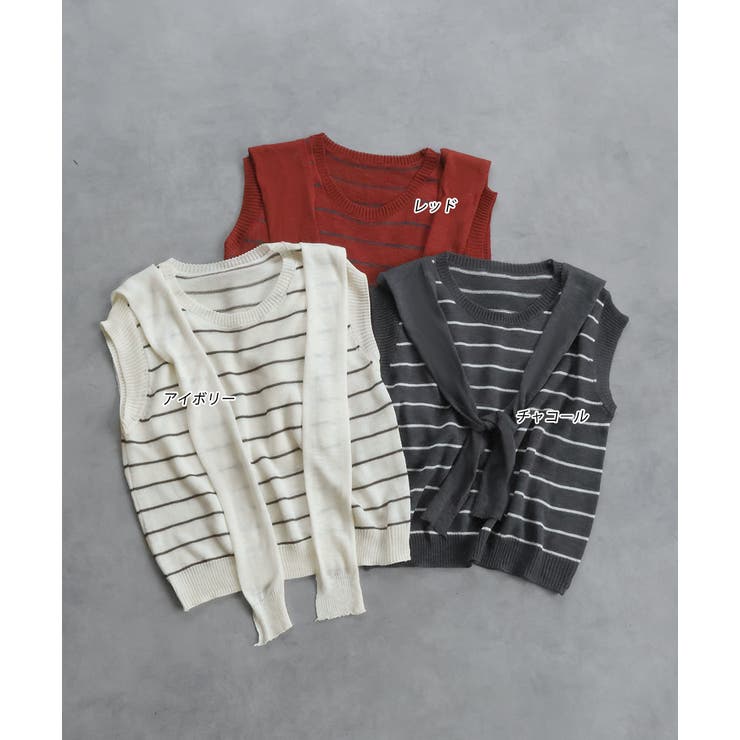 フェイクカーディガン付き ノースリーブニット | ad thie | 詳細画像62 