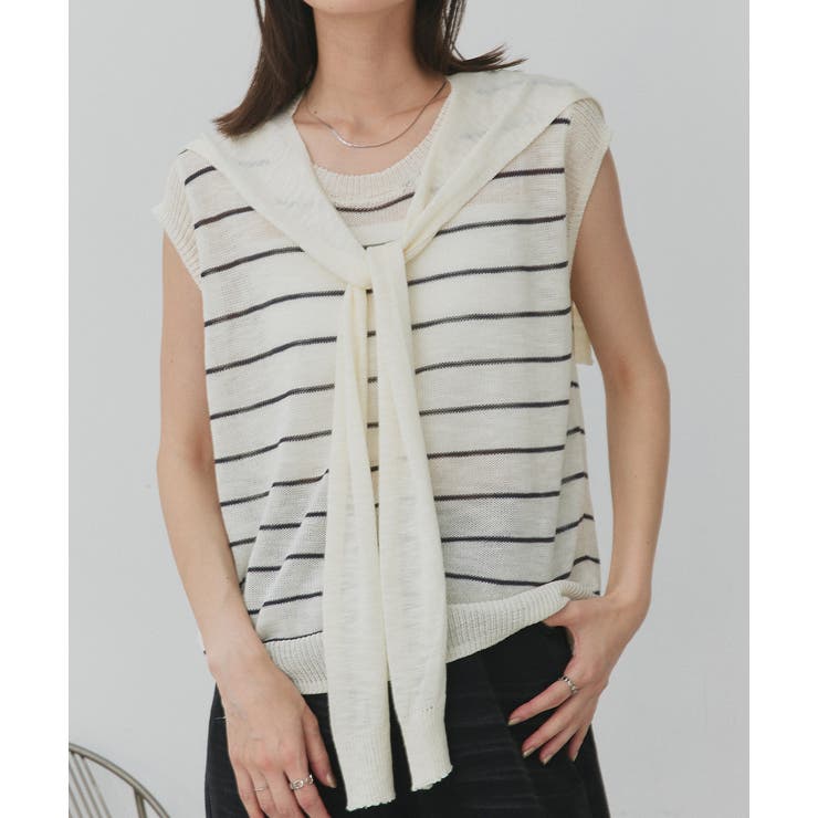 フェイクカーディガン付き ノースリーブニット | ad thie | 詳細画像7 