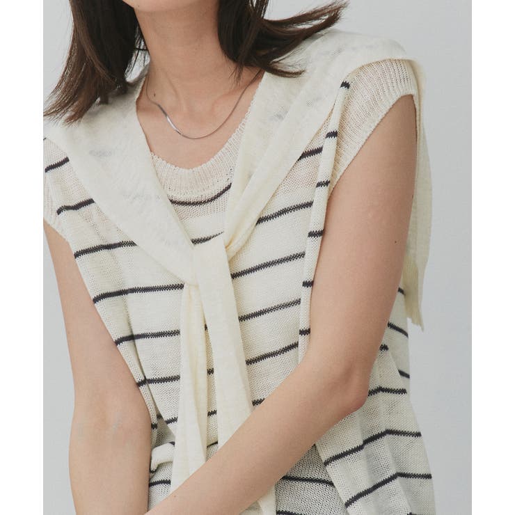 フェイクカーディガン付き ノースリーブニット | ad thie | 詳細画像8 