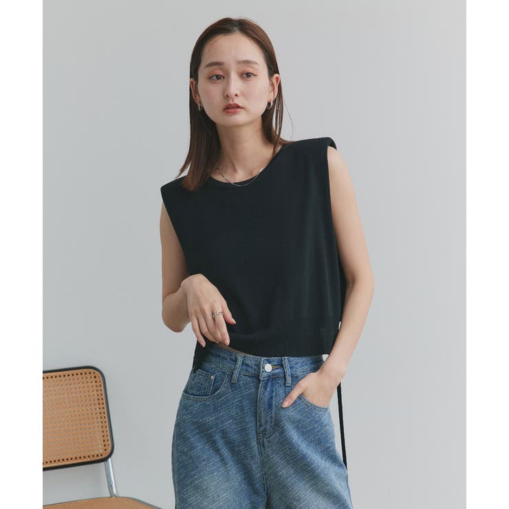 ショート丈リボンノースリーブニット | ad thie | 詳細画像13 