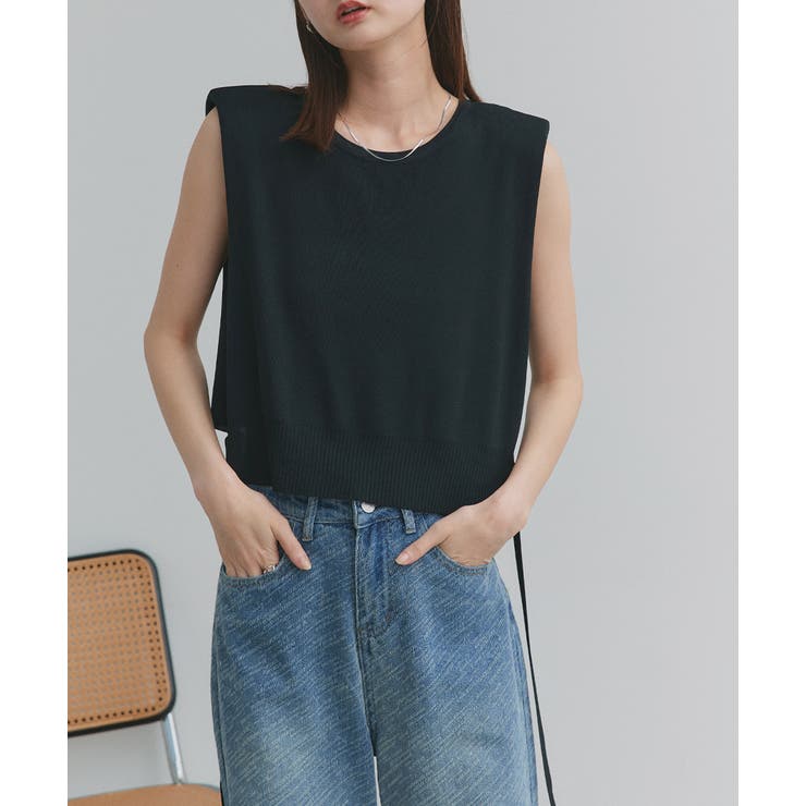 ショート丈リボンノースリーブニット | ad thie | 詳細画像14 