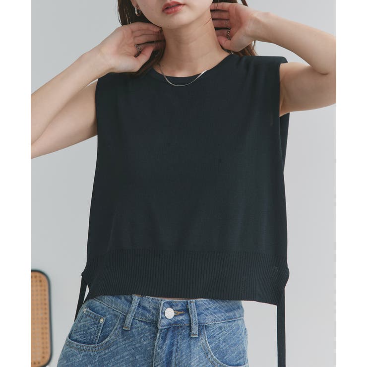 ショート丈リボンノースリーブニット | ad thie | 詳細画像15 