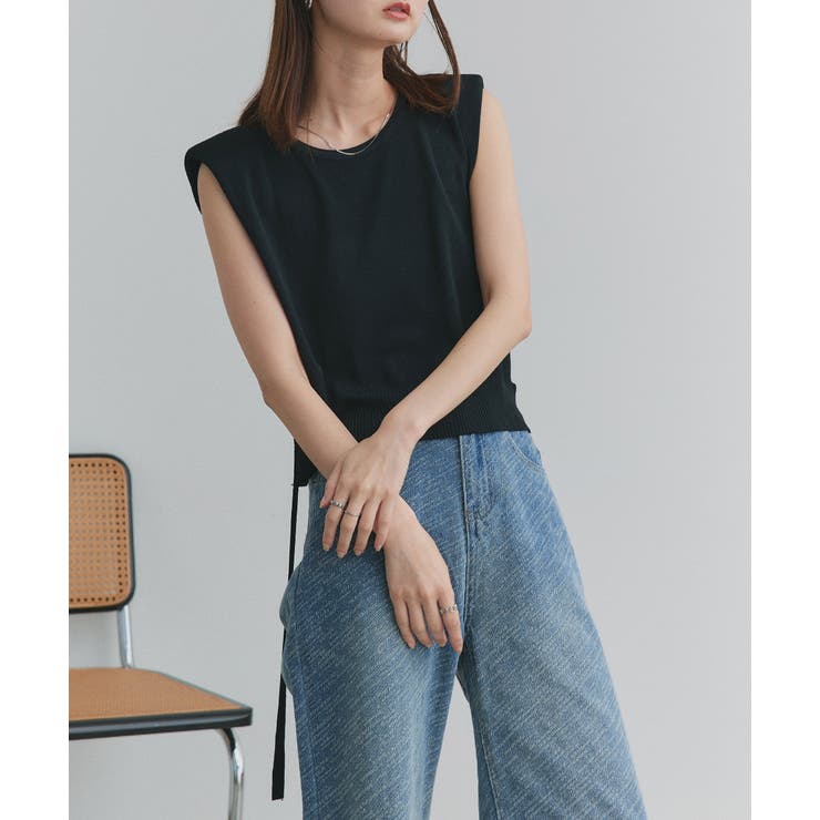 ショート丈リボンノースリーブニット | ad thie | 詳細画像16 