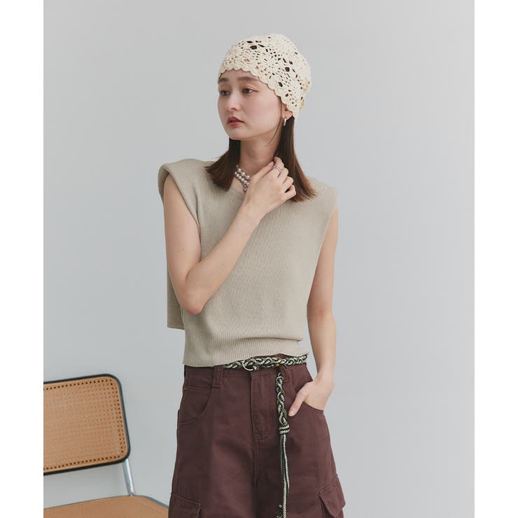 ショート丈リボンノースリーブニット | ad thie | 詳細画像29 