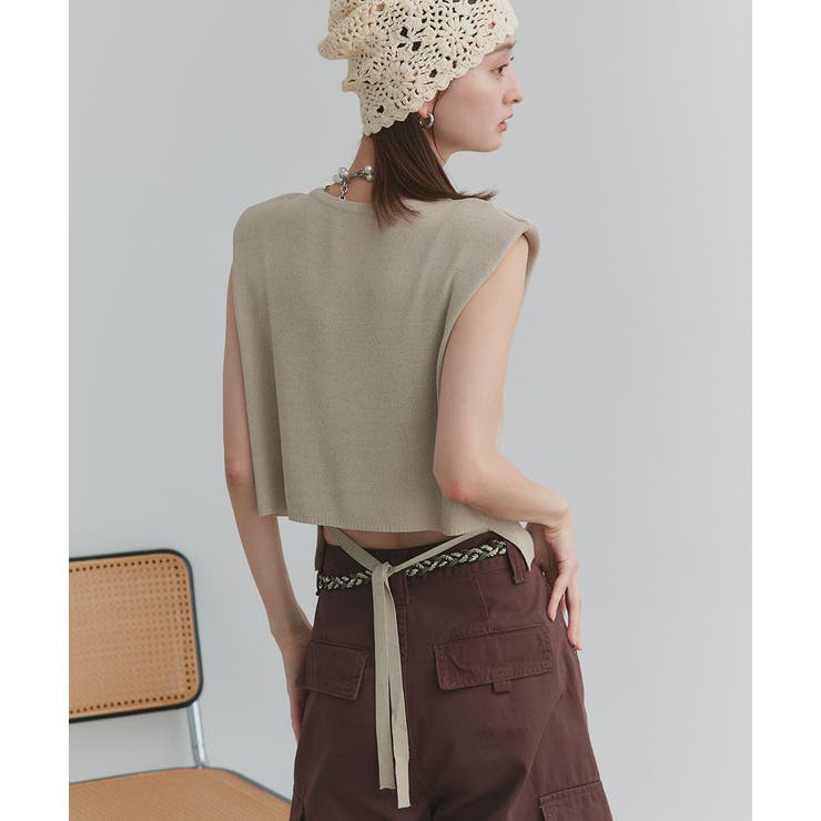 ショート丈リボンノースリーブニット | ad thie | 詳細画像31 