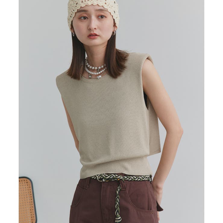 ショート丈リボンノースリーブニット | ad thie | 詳細画像32 