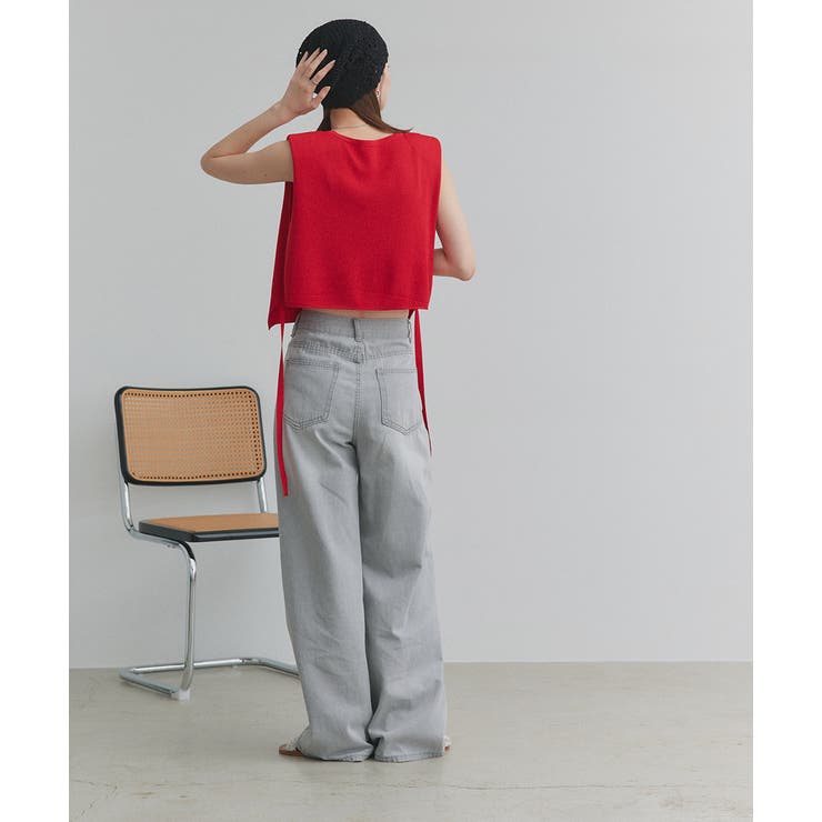 ショート丈リボンノースリーブニット | ad thie | 詳細画像35 