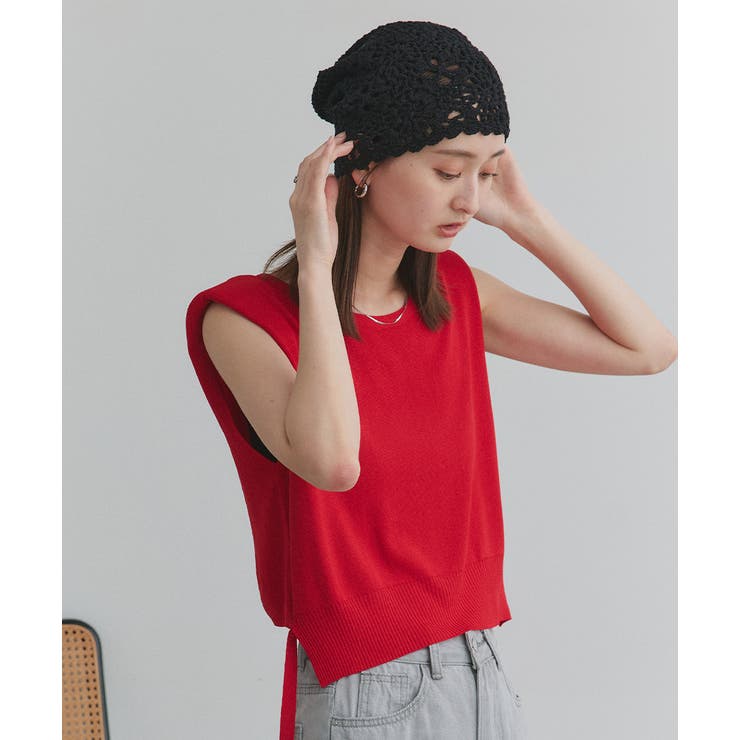 ショート丈リボンノースリーブニット | ad thie | 詳細画像37 