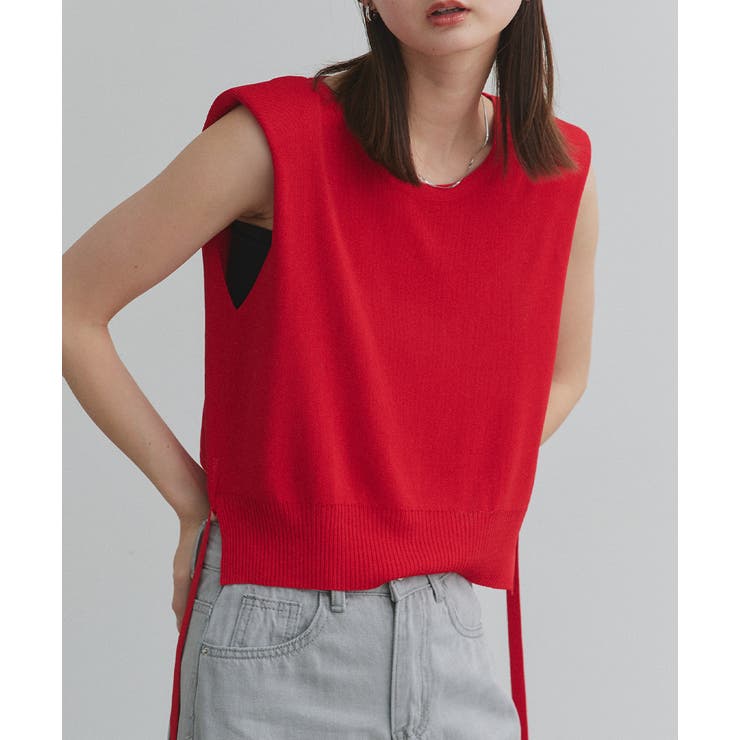 ショート丈リボンノースリーブニット | ad thie | 詳細画像38 