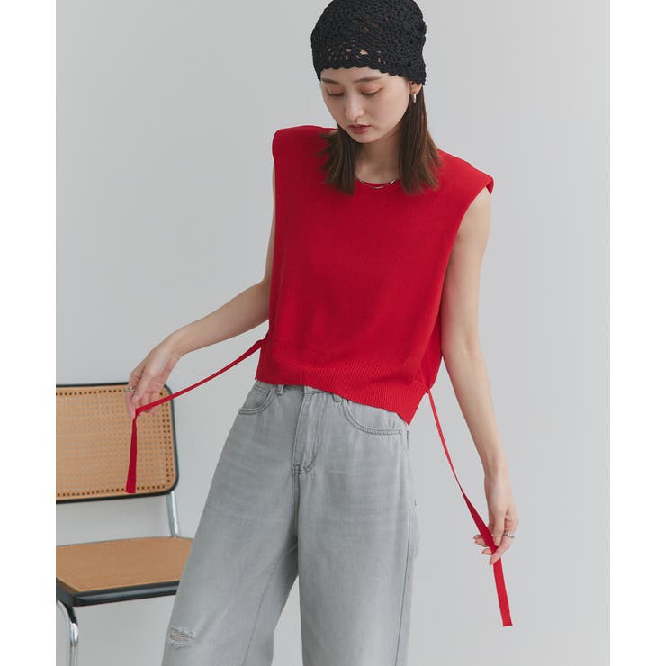 ショート丈リボンノースリーブニット | ad thie | 詳細画像40 