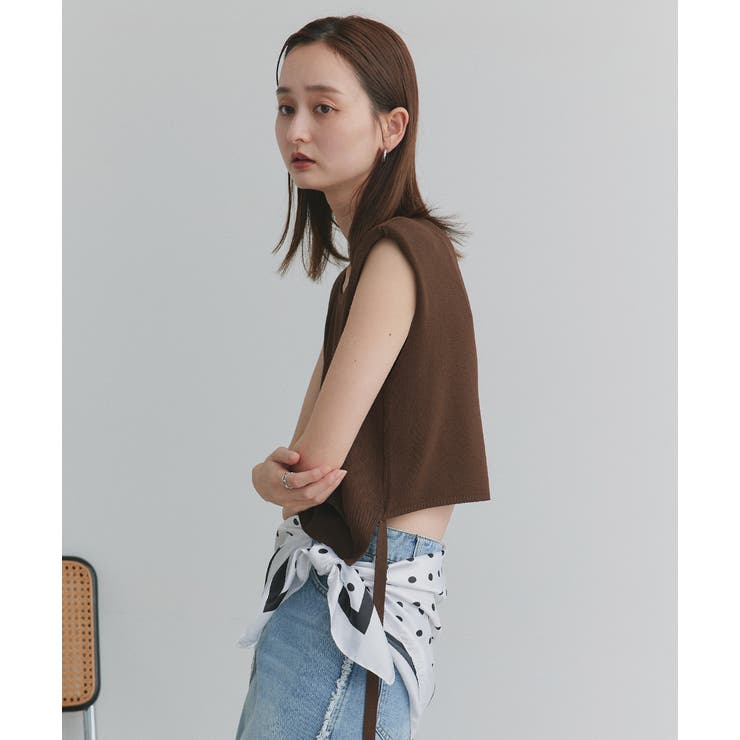 ショート丈リボンノースリーブニット | ad thie | 詳細画像47 