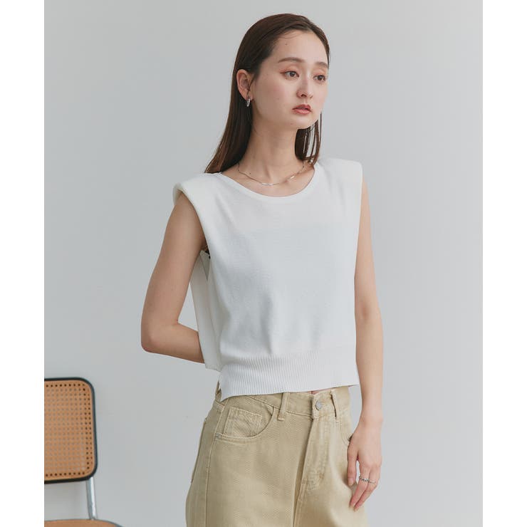 ショート丈リボンノースリーブニット | ad thie | 詳細画像5 