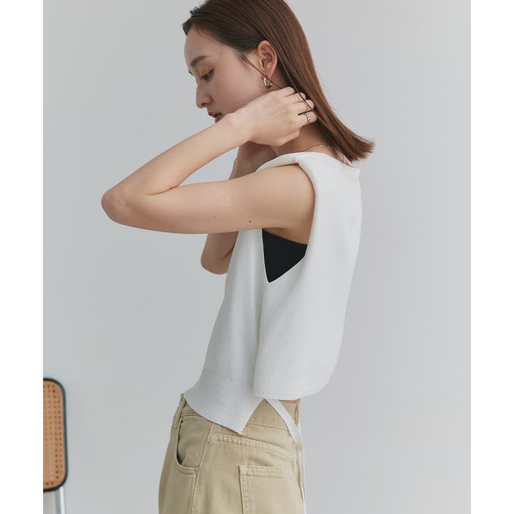 ショート丈リボンノースリーブニット | ad thie | 詳細画像8 