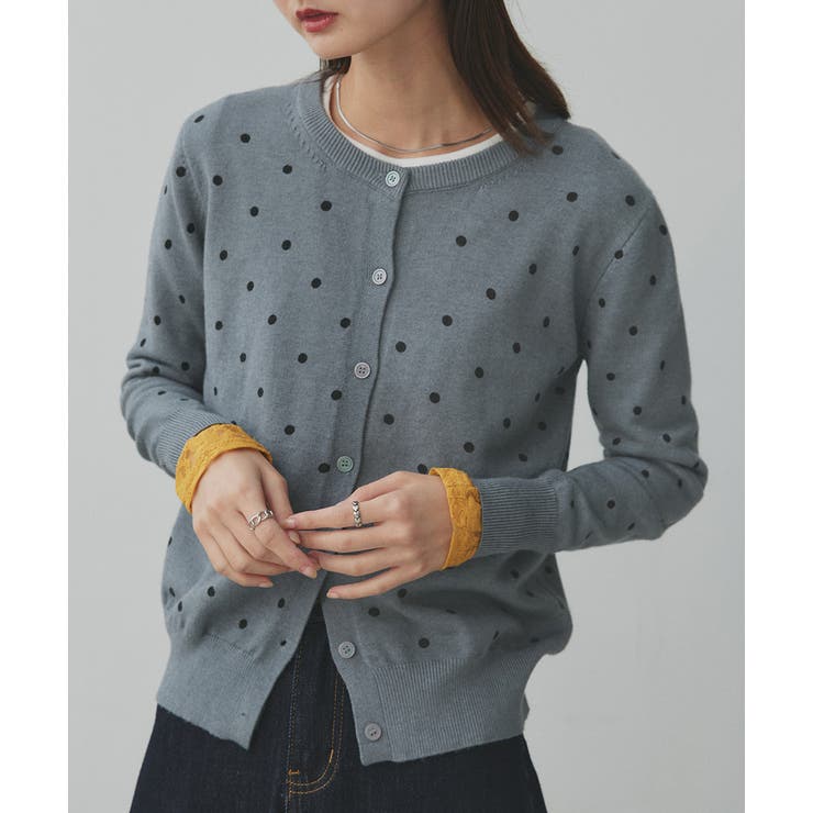 グレー | ポルカドットニットカーディガン | ad thie