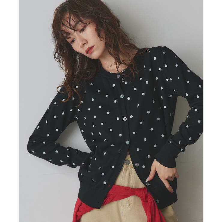 ブラック | ポルカドットニットカーディガン | ad thie