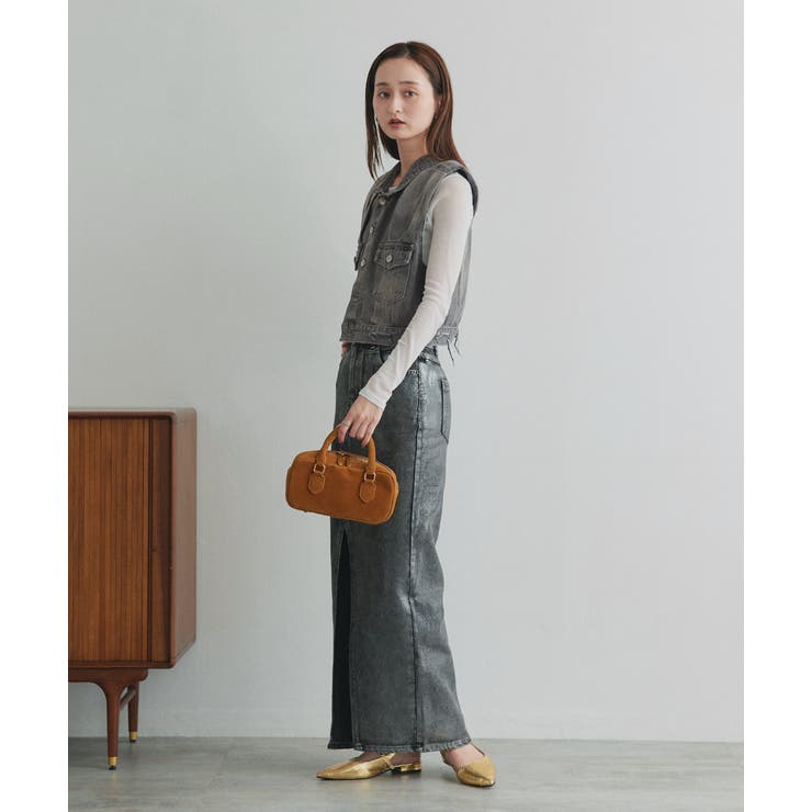 タックデザインデニムショート丈ベスト | ad thie | 詳細画像13 