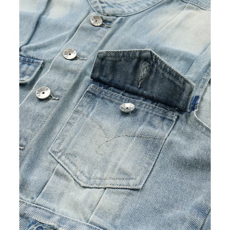 タックデザインデニムショート丈ベスト | ad thie | 詳細画像28 