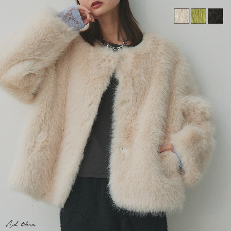 【2025AW新作】ノーカラーフェイクファーコート | ad thie | 詳細画像1 