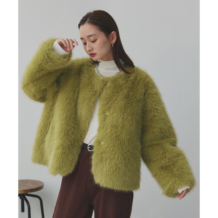 【2025AW新作】ノーカラーフェイクファーコート | ad thie | 詳細画像16 