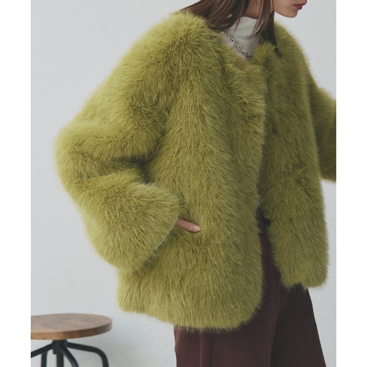 【2025AW新作】ノーカラーフェイクファーコート | ad thie | 詳細画像18 