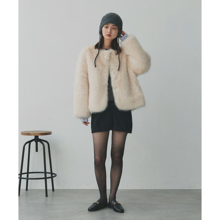 【2025AW新作】ノーカラーフェイクファーコート | ad thie | 詳細画像21 