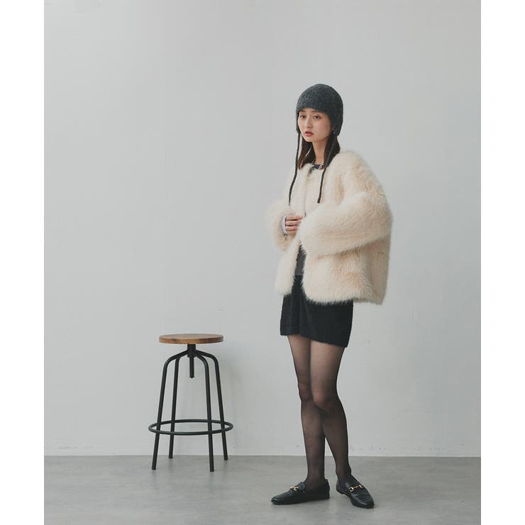 【2025AW新作】ノーカラーフェイクファーコート | ad thie | 詳細画像22 