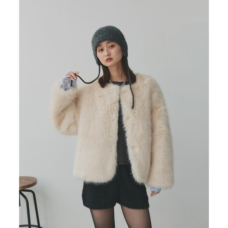 【2025AW新作】ノーカラーフェイクファーコート | ad thie | 詳細画像25 