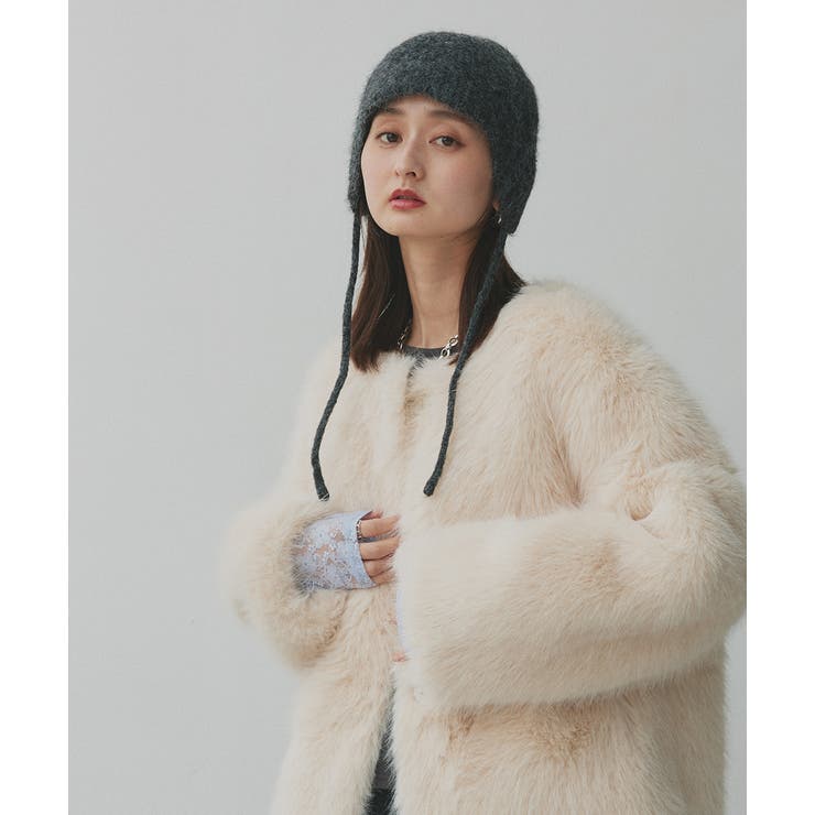 【2025AW新作】ノーカラーフェイクファーコート | ad thie | 詳細画像27 