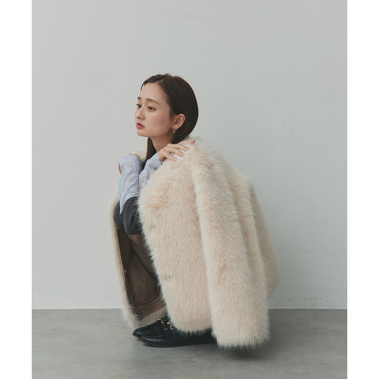 【2025AW新作】ノーカラーフェイクファーコート | ad thie | 詳細画像34 
