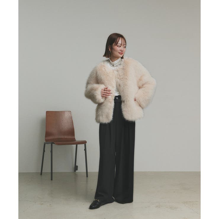 【2025AW新作】ノーカラーフェイクファーコート | ad thie | 詳細画像35 