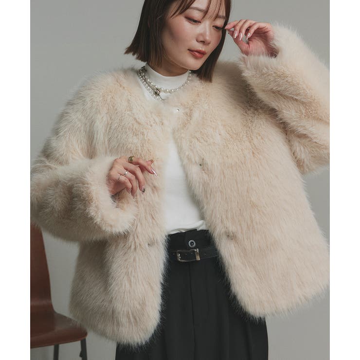 【2025AW新作】ノーカラーフェイクファーコート | ad thie | 詳細画像37 