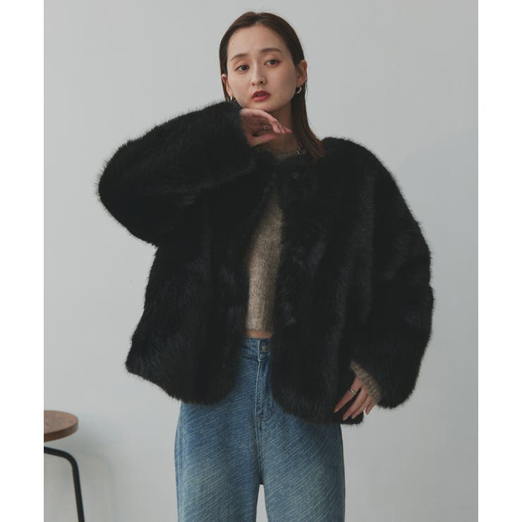 【2025AW新作】ノーカラーフェイクファーコート | ad thie | 詳細画像40 