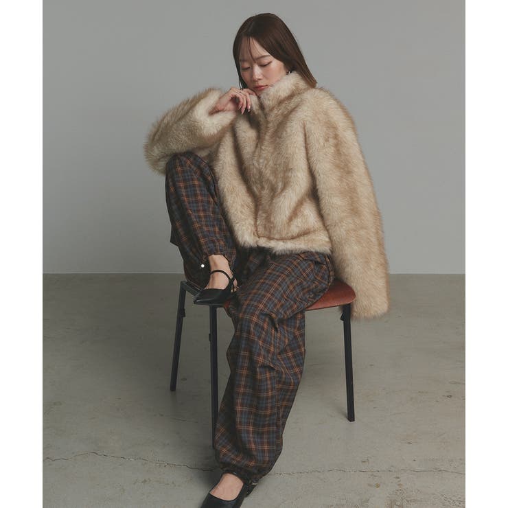 スタンドカラーフェイクファーコート | ad thie | 詳細画像11 