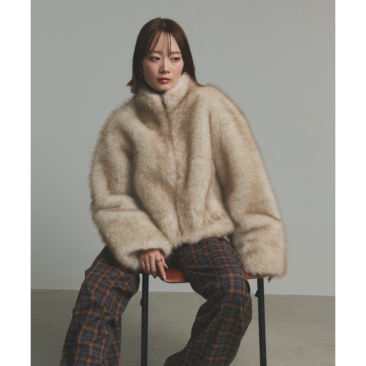 スタンドカラーフェイクファーコート | ad thie | 詳細画像12 