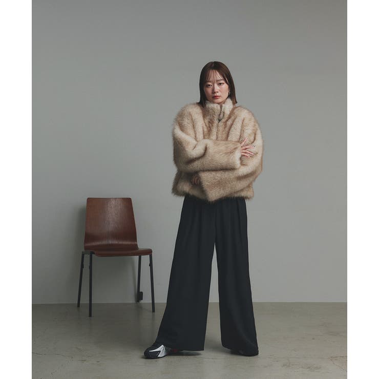 スタンドカラーフェイクファーコート | ad thie | 詳細画像16 