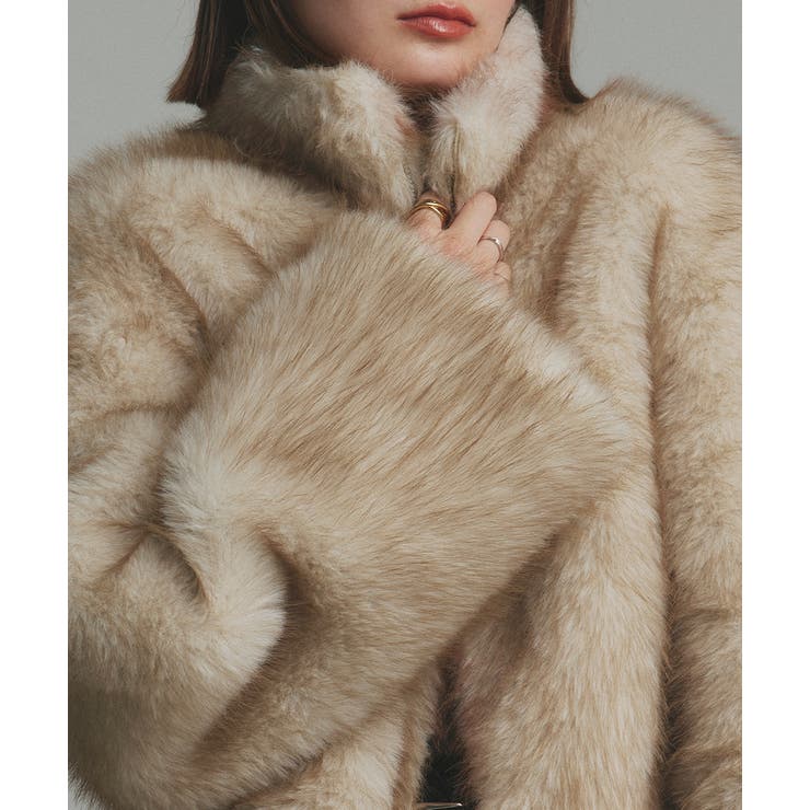 スタンドカラーフェイクファーコート | ad thie | 詳細画像21 