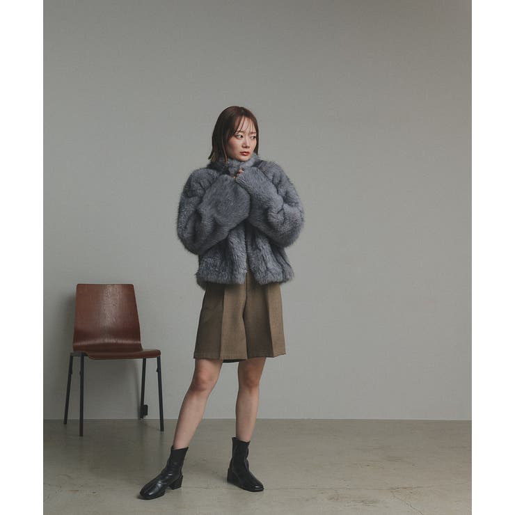 スタンドカラーフェイクファーコート | ad thie | 詳細画像23 